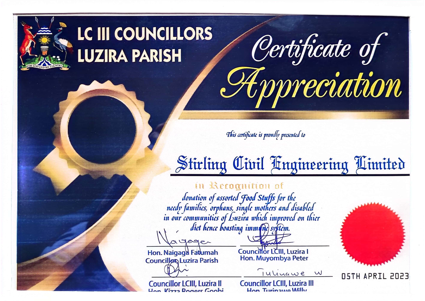 Certificate of Appreciation